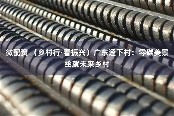 微配资 （乡村行·看振兴）广东迳下村：零碳美景绘就未来乡村